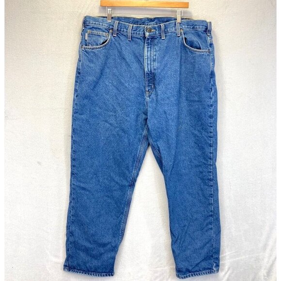 Carhartt Other - Carhartt Flannel Lined Jeans 44x32 Relaxed Fit B172 DST Blue Denim Warm Outdoors